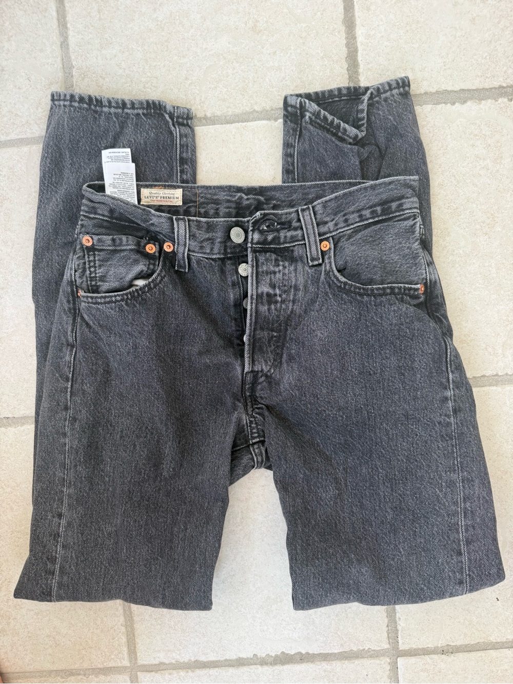 Levi's Men's Charcoal Black Relaxed Denim Jeans Classic 501s